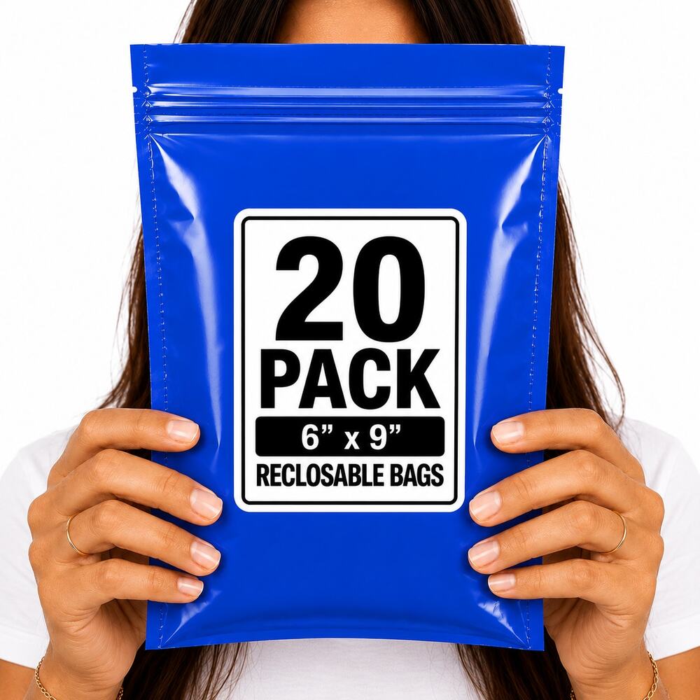 RECLOSABLE BLUE BAGS (20 PACK) 6" X 9" 2 MIL ZIPPER STORAGE BAGS NEW